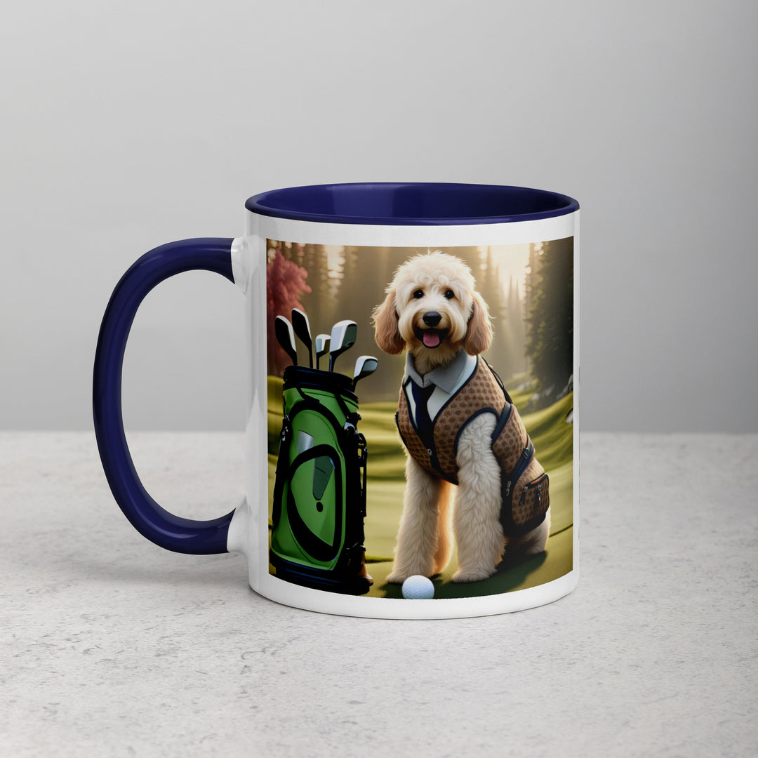 Goldendoodle Golfer- Mug with Color Inside v2