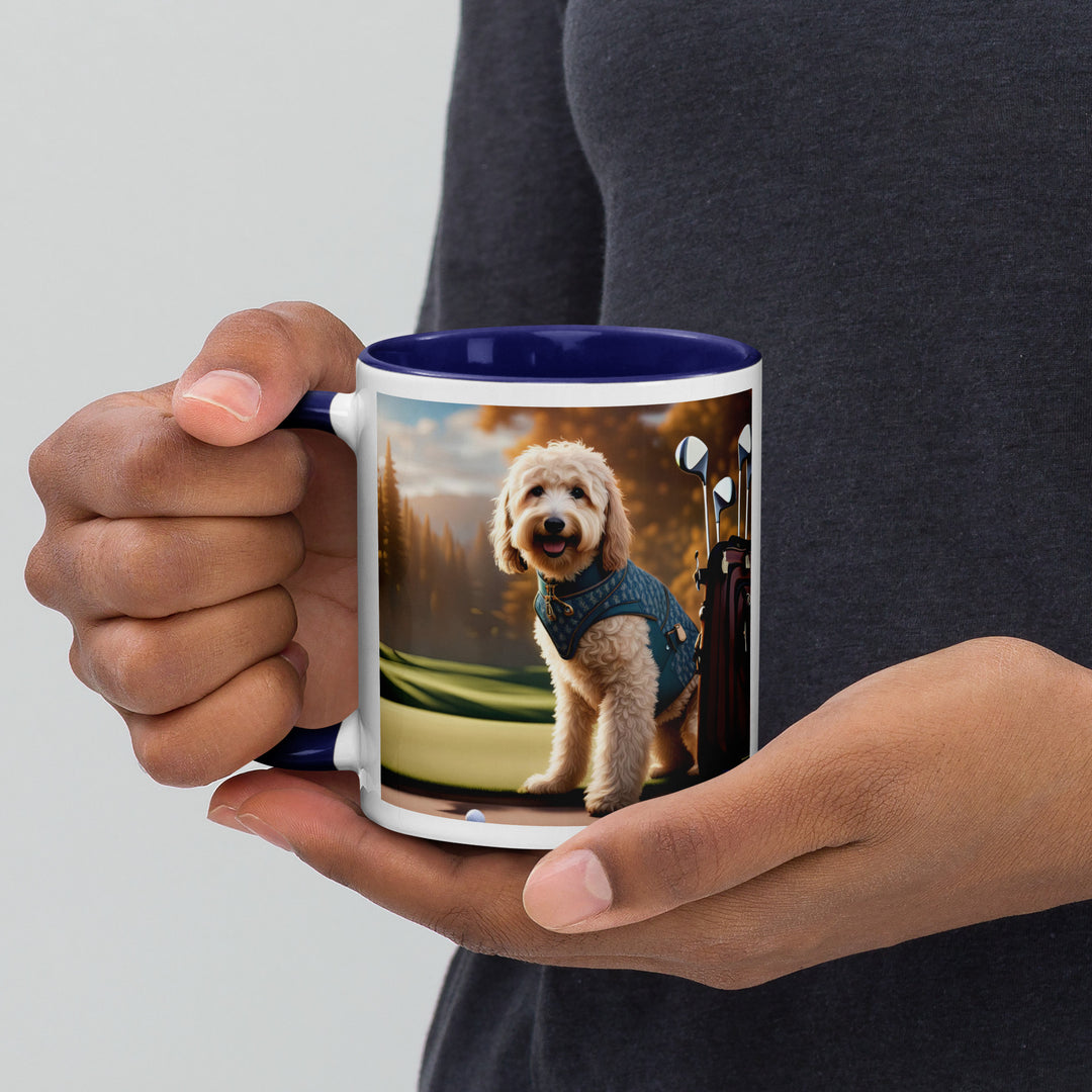 Goldendoodle Golfer- Mug with Color Inside v4