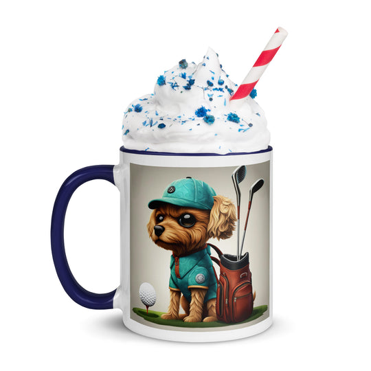 Pekapoo Golfer- Mug with Color Inside v7