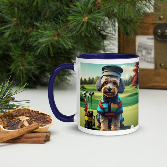 Yorkipoo Golfer- Mug with Color Inside v5