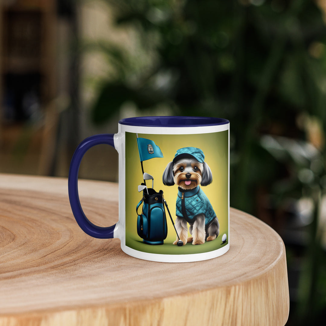 Yorkipoo Golfer- Mug with Color Inside v7