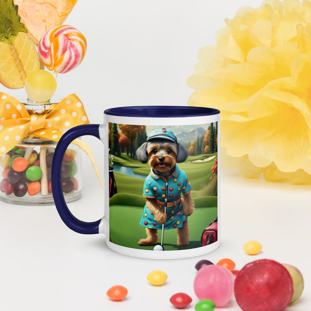 Yorkipoo Golfer- Mug with Color Inside v8