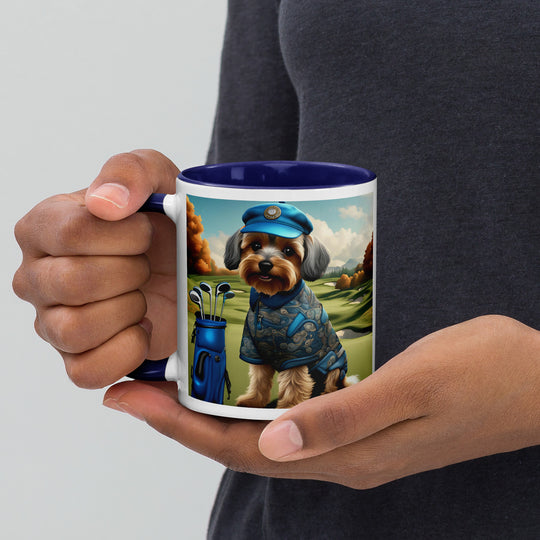 Yorkipoo Golfer- Mug with Color Inside v10