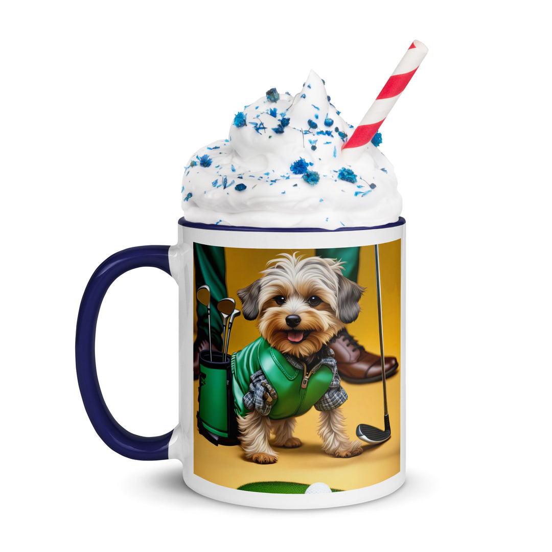 Yorkipoo Golfer- Mug with Color Inside v12