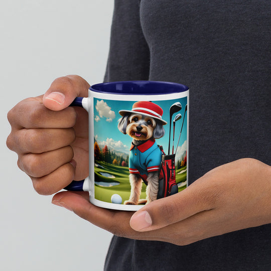 Yorkipoo Golfer- Mug with Color Inside v13