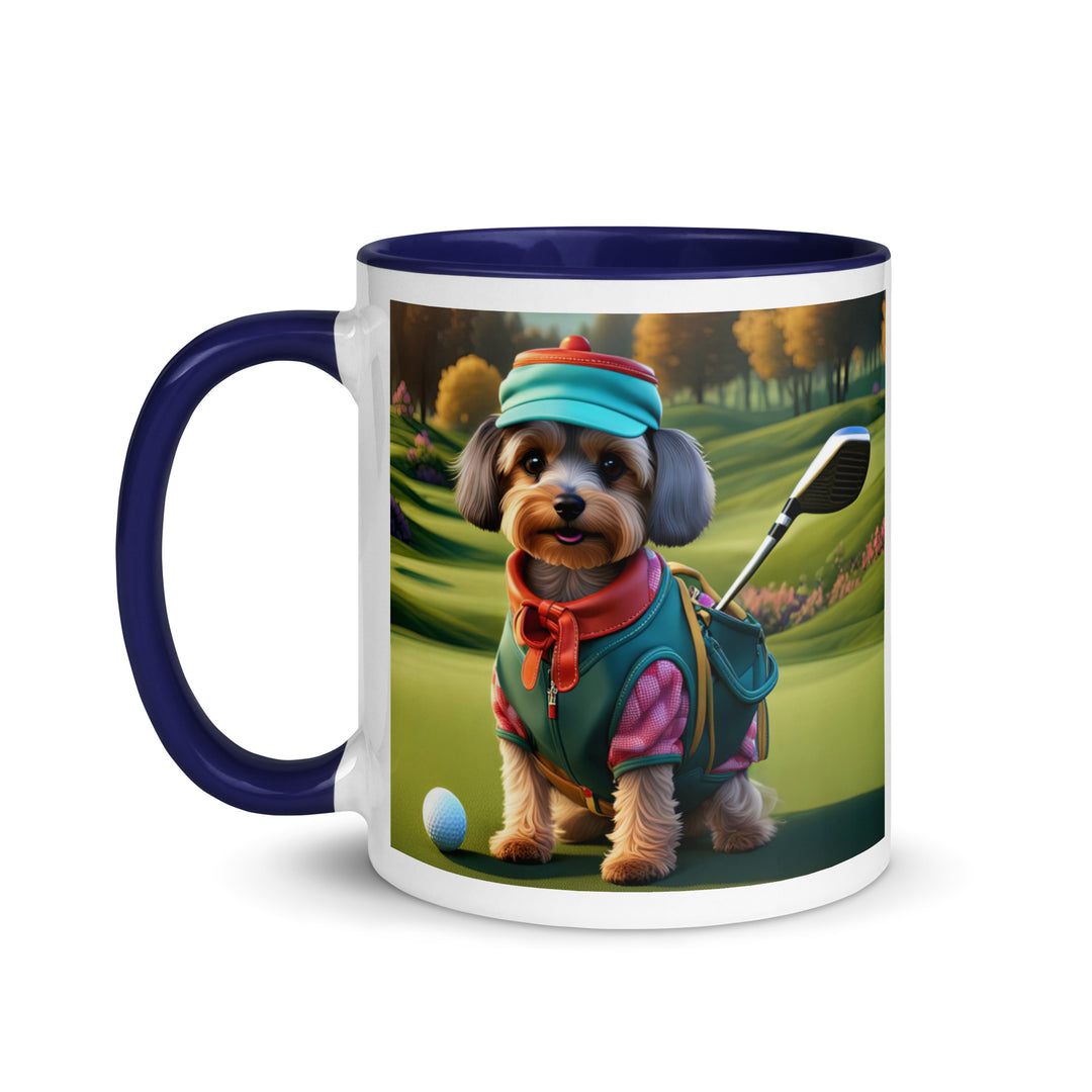 Yorkipoo Golfer- Mug with Color Inside v15