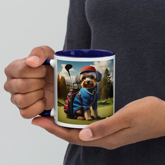 Yorkipoo Golfer- Mug with Color Inside v16