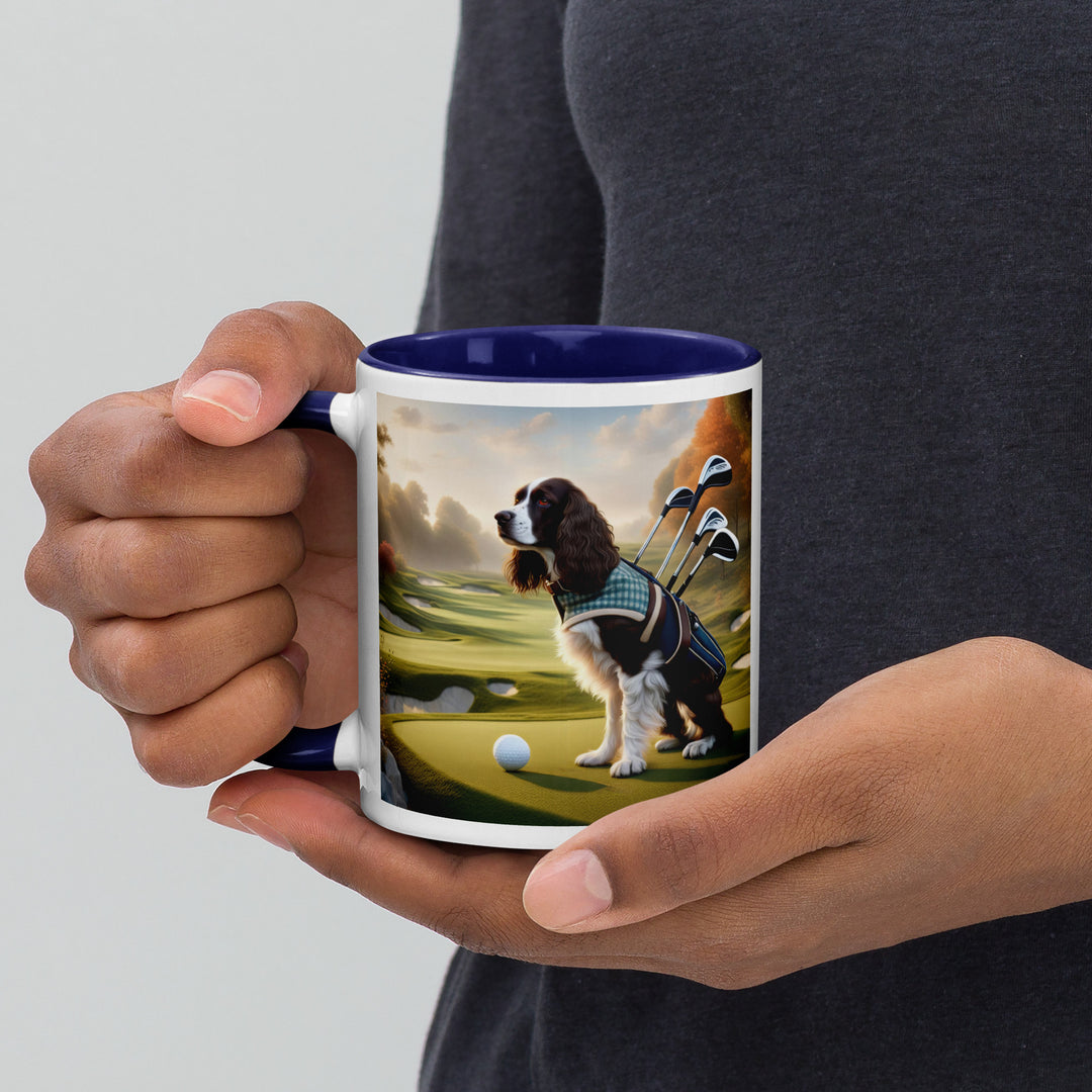 Sprocker Spaniel Golfer- Mug with Color Inside v2