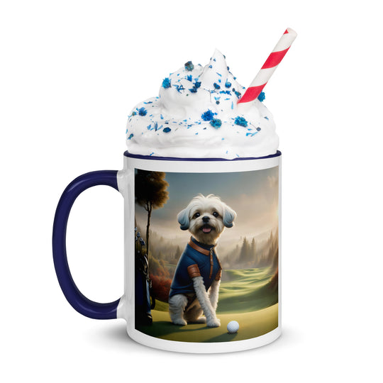 Pugapoo Golfer- Mug with Color Inside v7