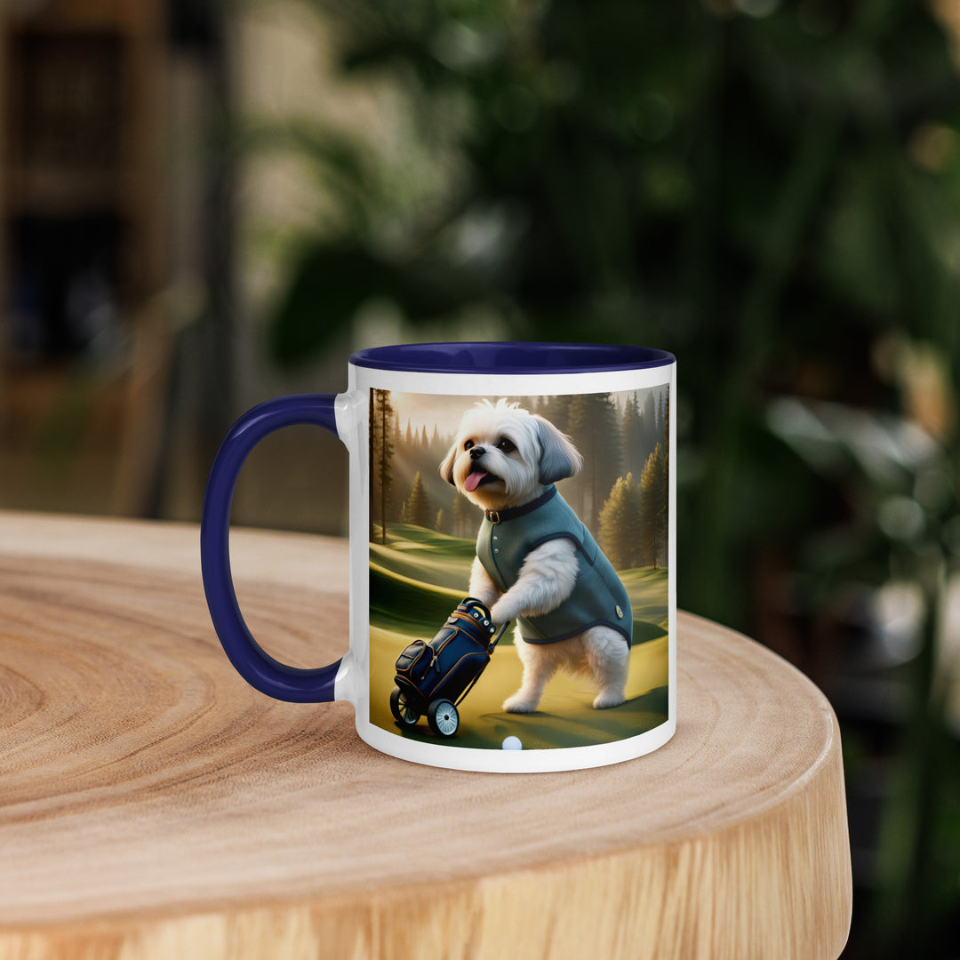 Pugapoo Golfer- Mug with Color Inside v10