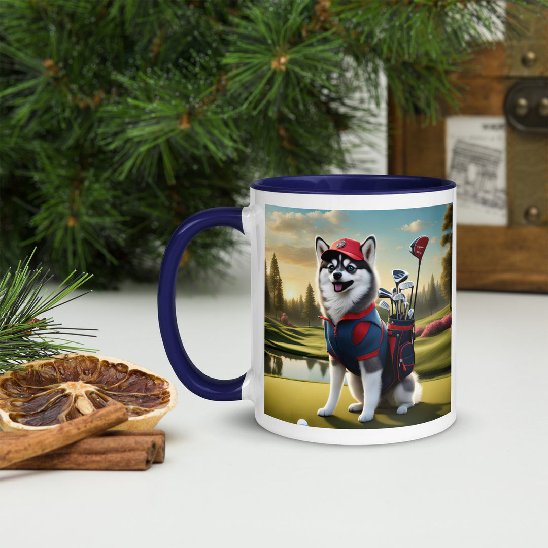 Pomsky Golfer- Mug with Color Inside v3