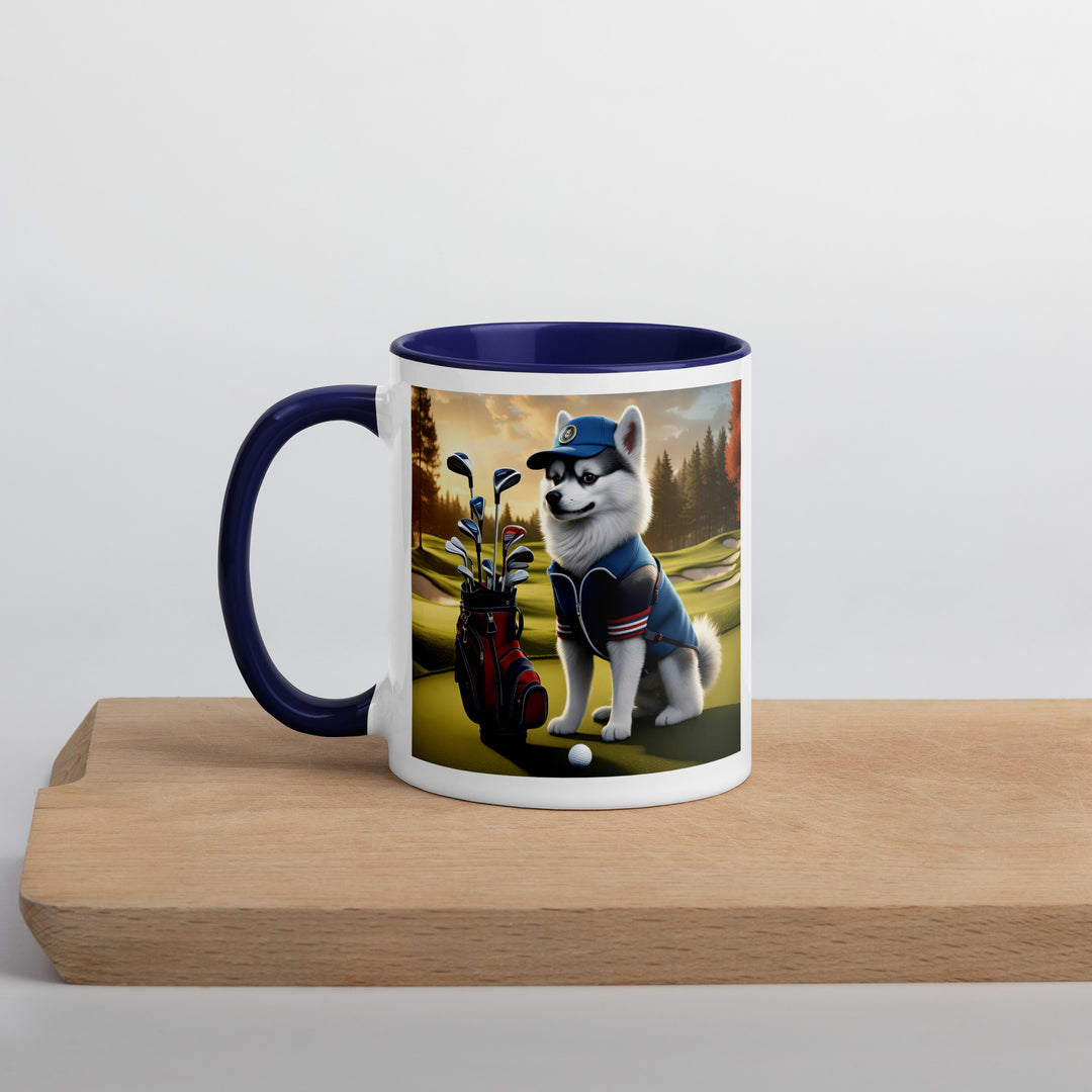 Pomsky Golfer- Mug with Color Inside v4