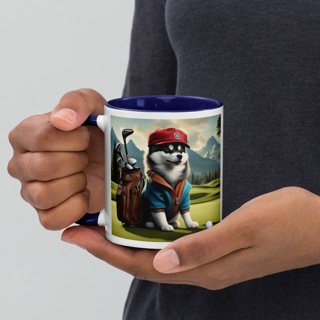 Pomsky Golfer- Mug with Color Inside v7