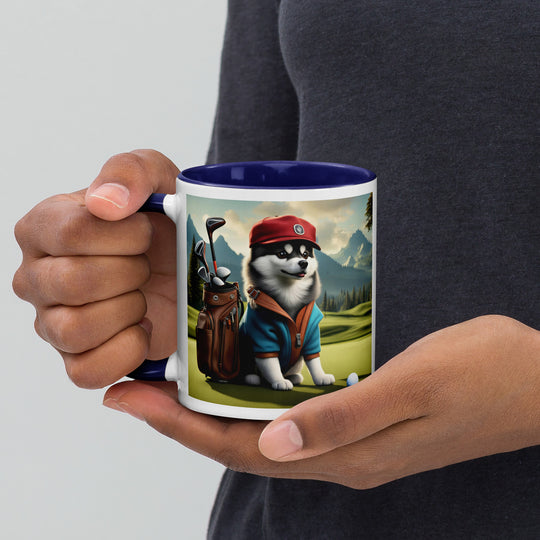 Pomsky Golfer- Mug with Color Inside v7