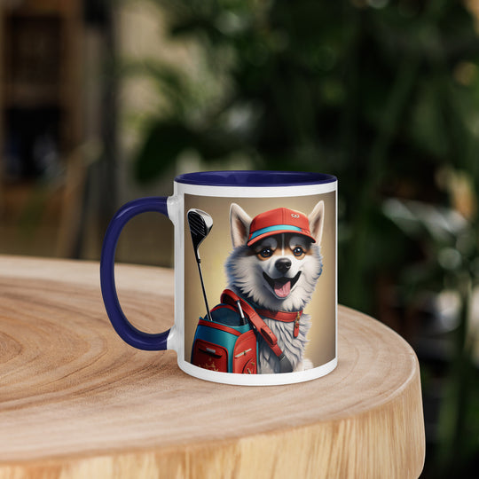 Pomsky Golfer- Mug with Color Inside v8