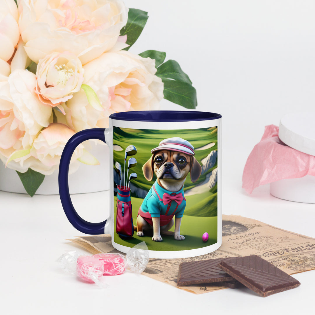 Puggle Golfer- Mug with Color Inside v10