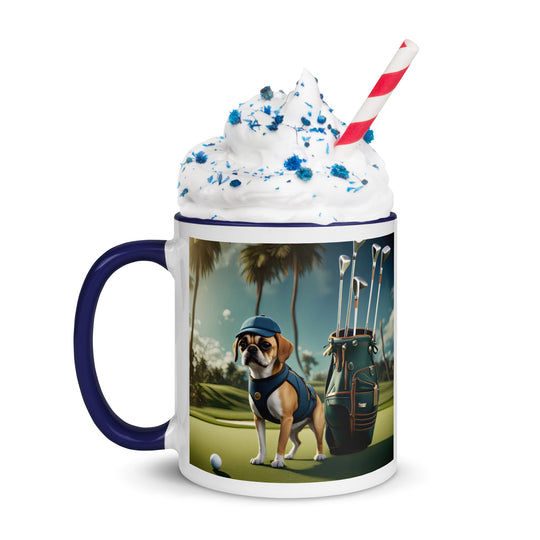 Puggle Golfer- Mug with Color Inside v13