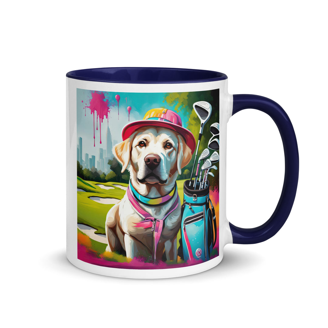 Mug with Color Inside-Labrador Retriever Golfer v9