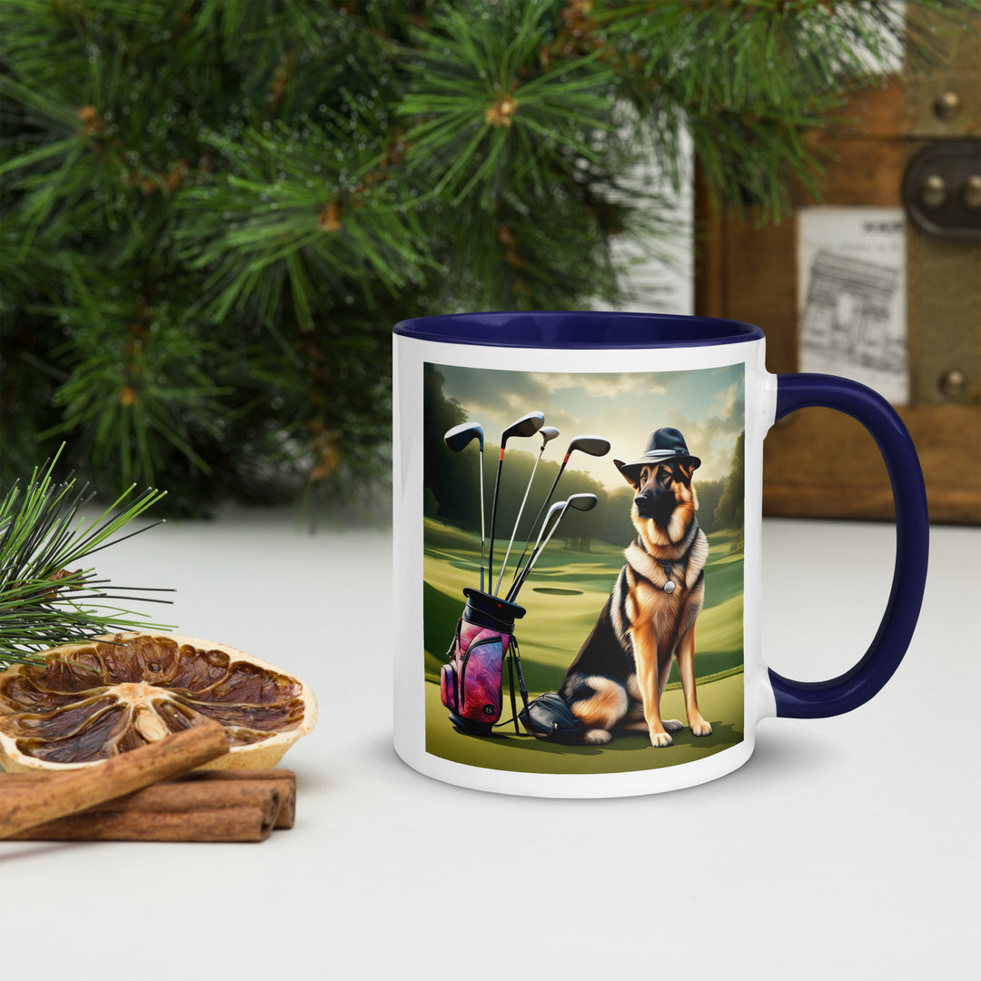 German Shepherd Golfer- Mug with Color Inside