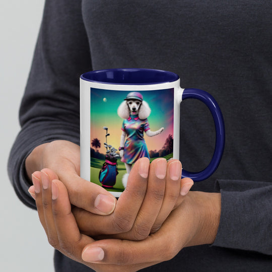 Poodle Golfer- Mug with Color Inside
