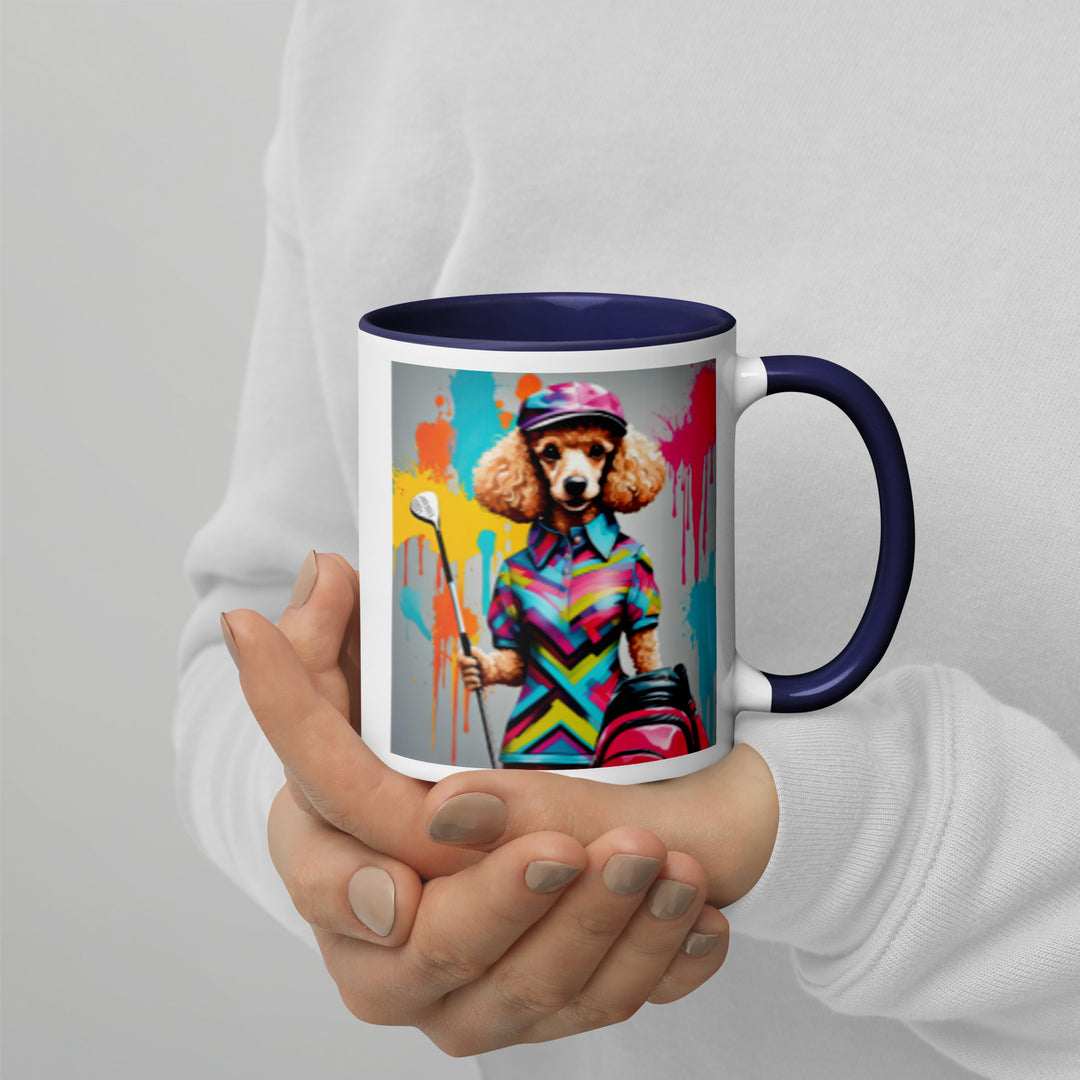 Poodle Golfer- Mug with Color Inside v4