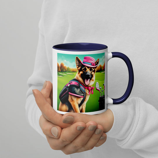 German Shepherd Golfer- Mug with Color Inside V3