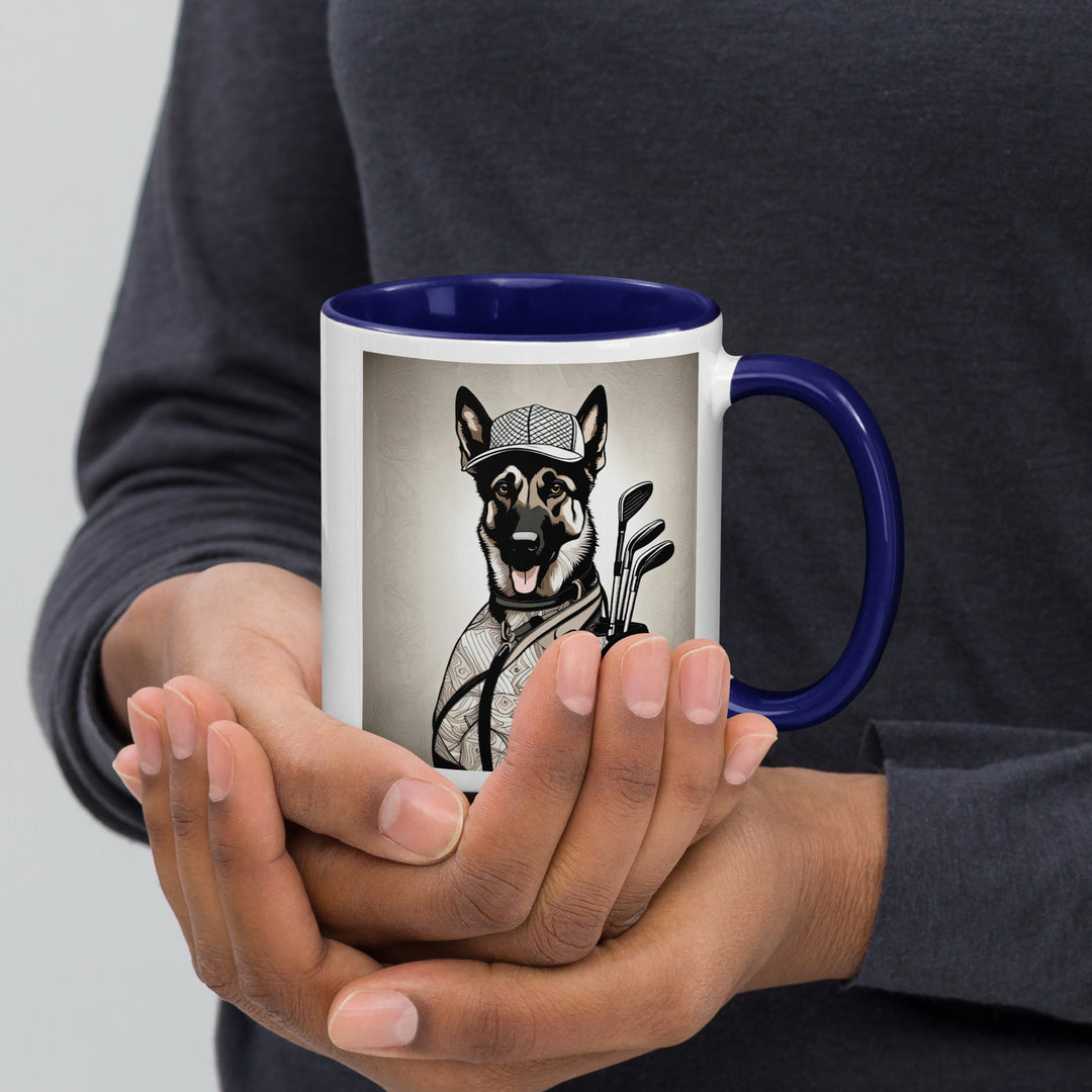 German Shepherd Golfer- Mug with Color Inside V5