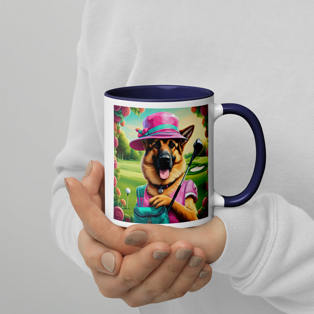 German Shepherd Golfer- Mug with Color Inside V9