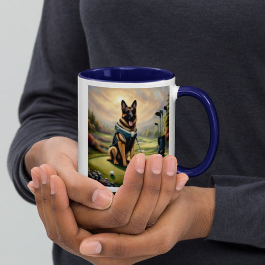 German Shepherd Golfer- Mug with Color Inside V15