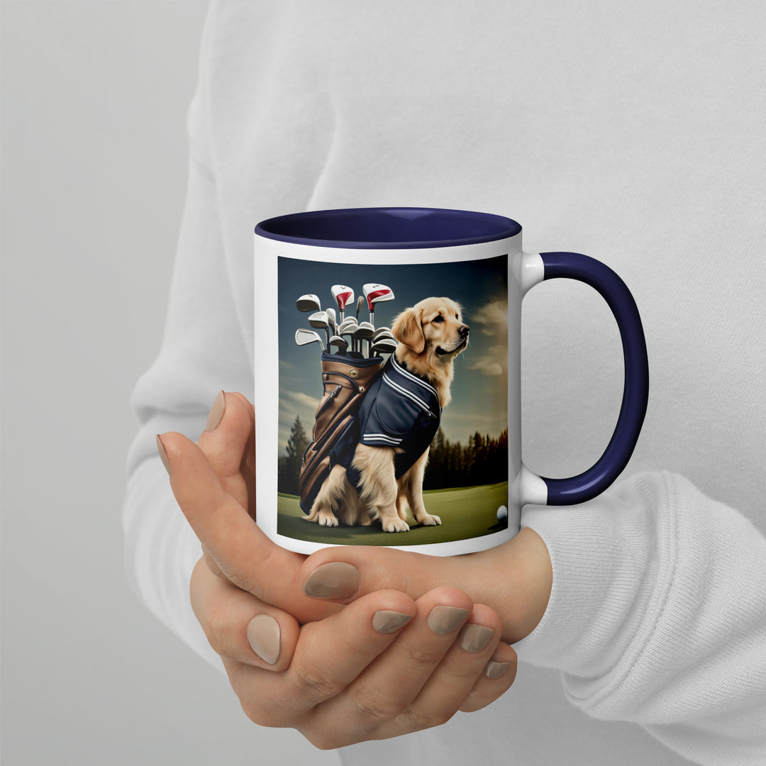 Golden Retriever Golfer- Mug with Color Inside V5