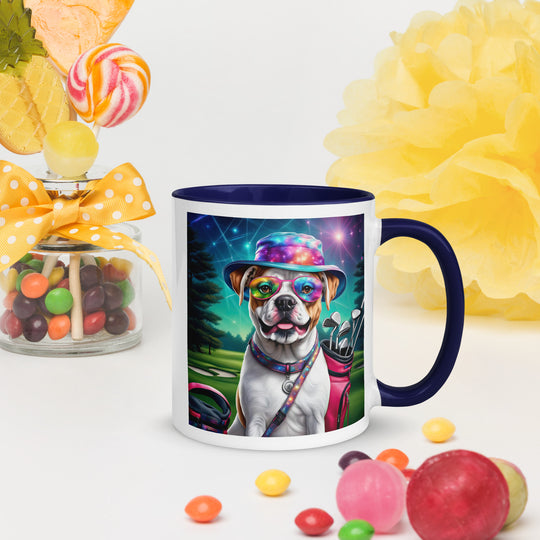 American Bulldog Golfer- Mug with Color Inside v4