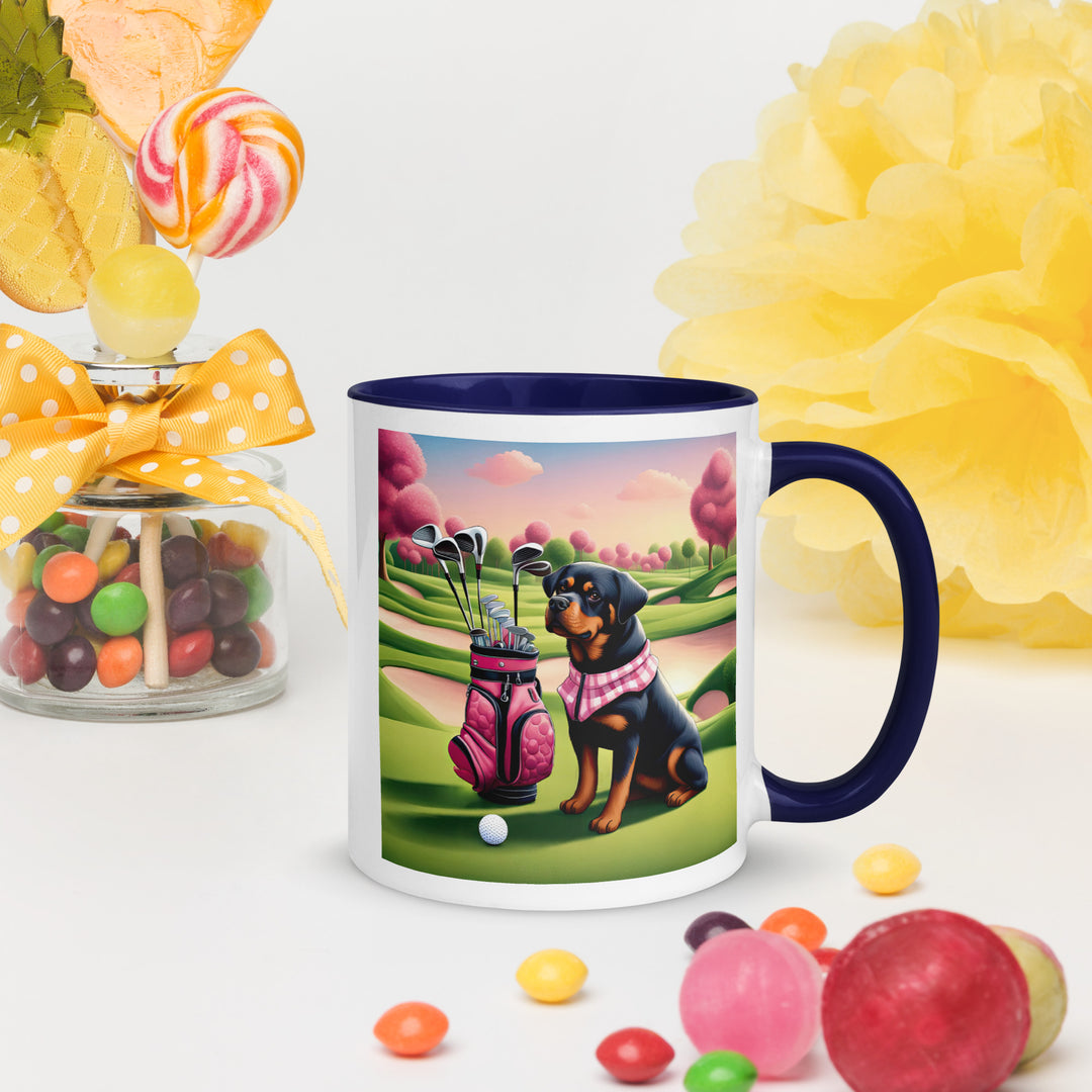 Rottweiler Golfer- Mug with Color Inside