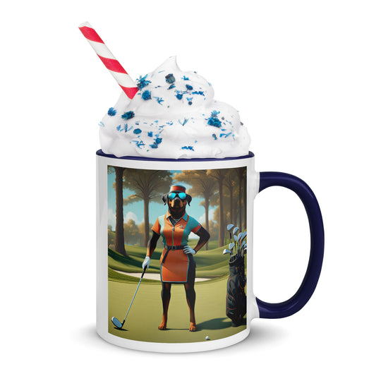 Rottweiler Golfer- Mug with Color Inside v4