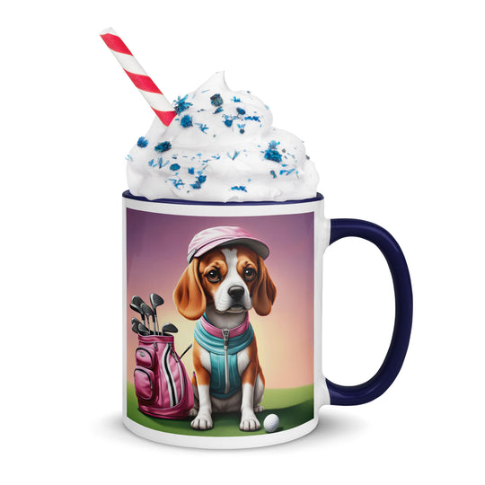 Beagle Golfer- Mug with Color Inside v3