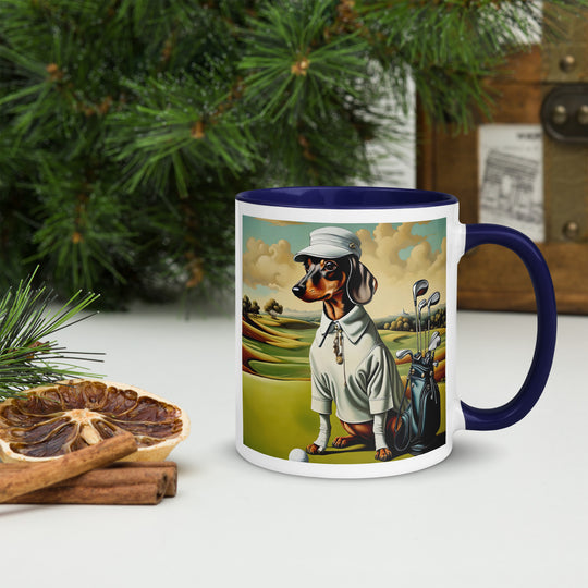 Dachshund Golfer- Mug with Color Inside v3