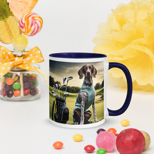 German Shorthaired Pointer Golfer- Mug with Color Inside v2