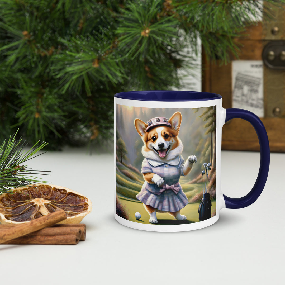 Pembroke Welsh Corgi Golfer- Mug with Color Inside v2