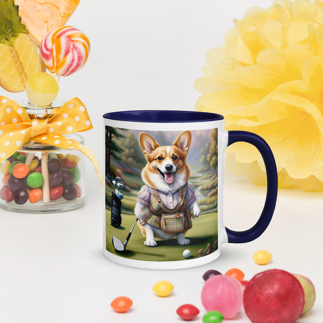 Pembroke Welsh Corgi Golfer- Mug with Color Inside v3