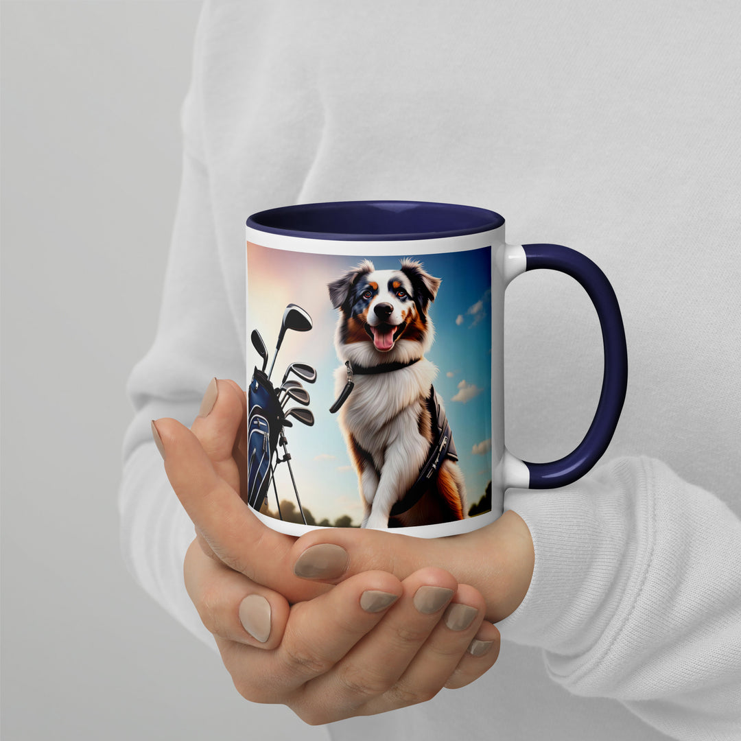 Australian Shepherd Golfer- Mug with Color Inside