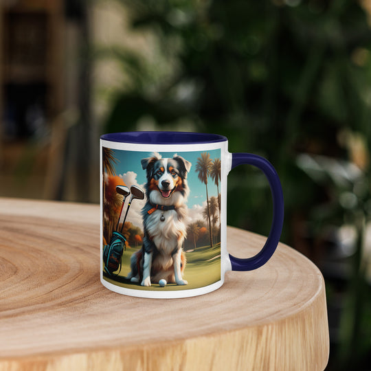 Australian Shepherd Golfer- Mug with Color Inside v2