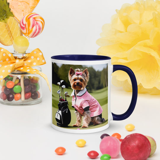 Yorkshire Terrier Golfer- Mug with Color Inside v2