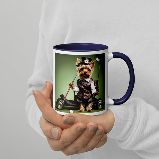 Yorkshire Terrier Golfer- Mug with Color Inside v4