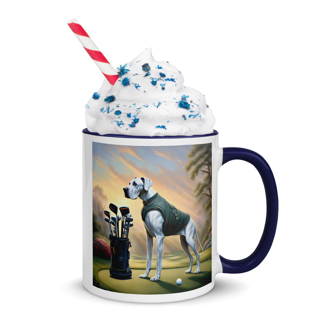 Great Dane Golfer- Mug with Color Inside v3