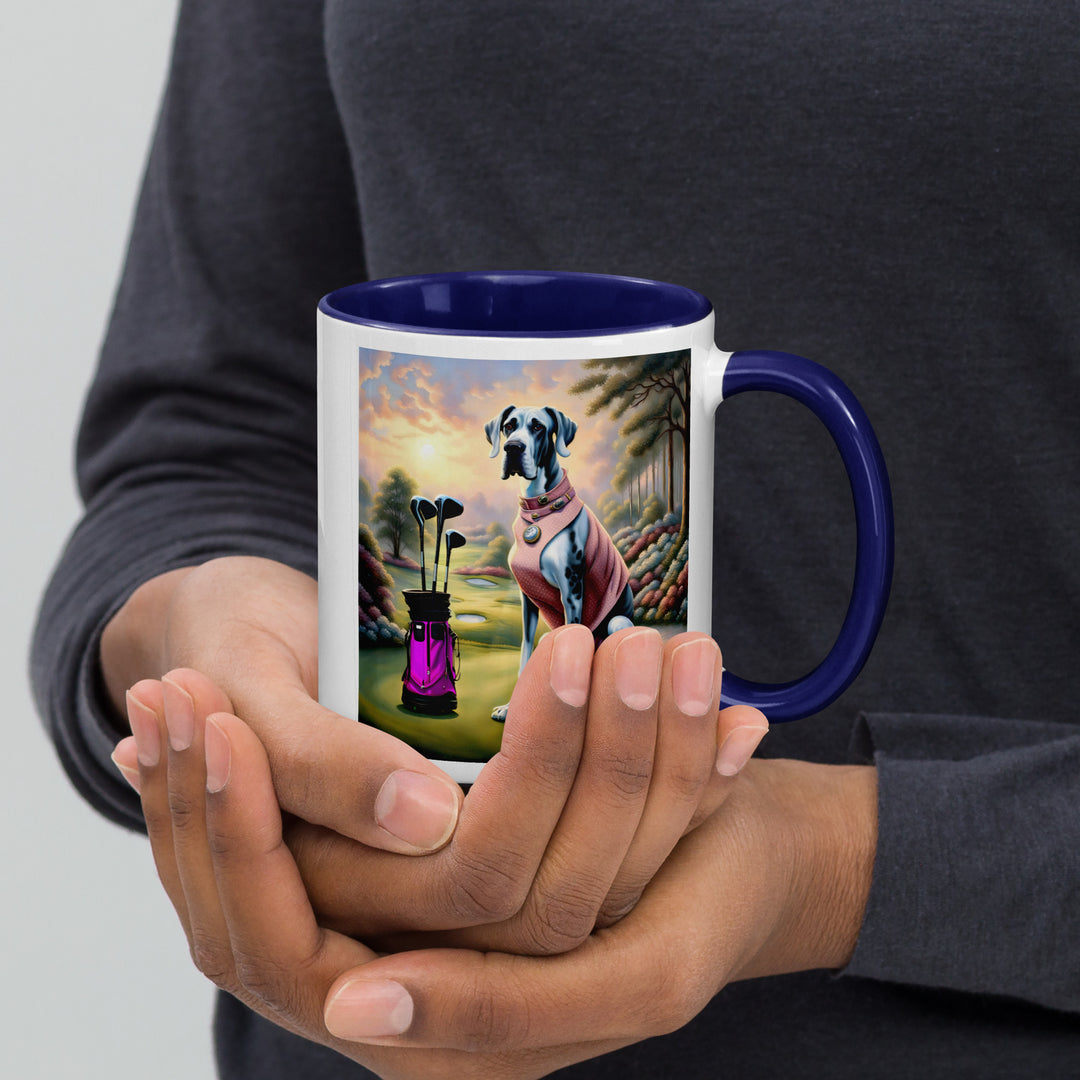 Great Dane Golfer- Mug with Color Inside v4