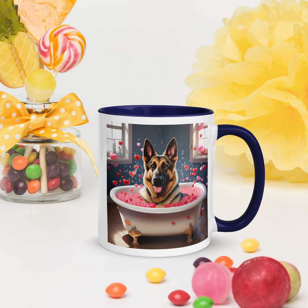 German Shepherd Romantic- Mug with Color Inside v3