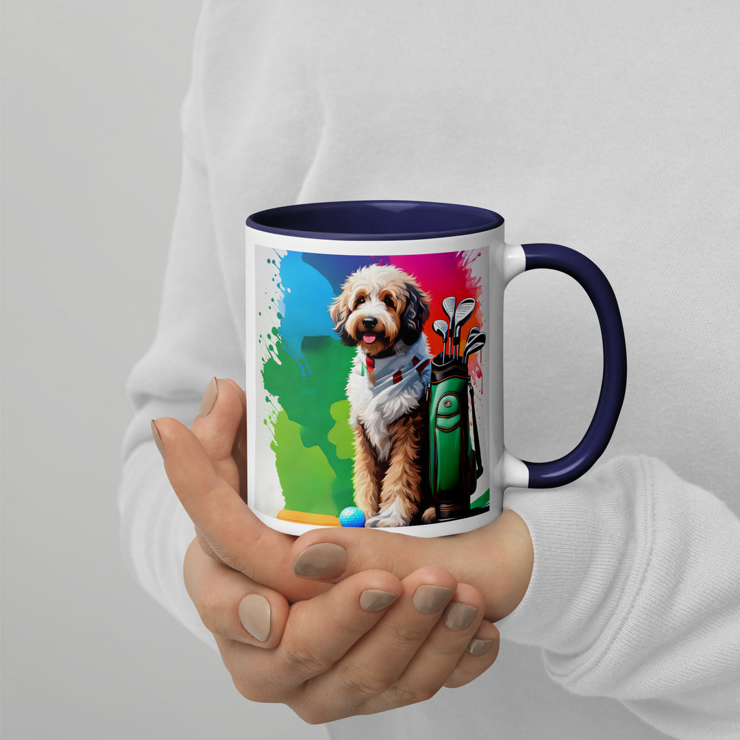 Bernedoodle Golfer- Mug with Color Inside v3