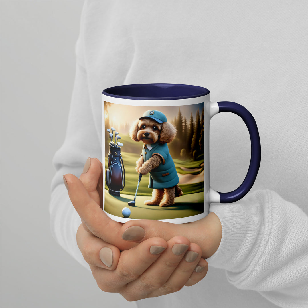 Cavapoo Golfer- Mug with Color Inside v5