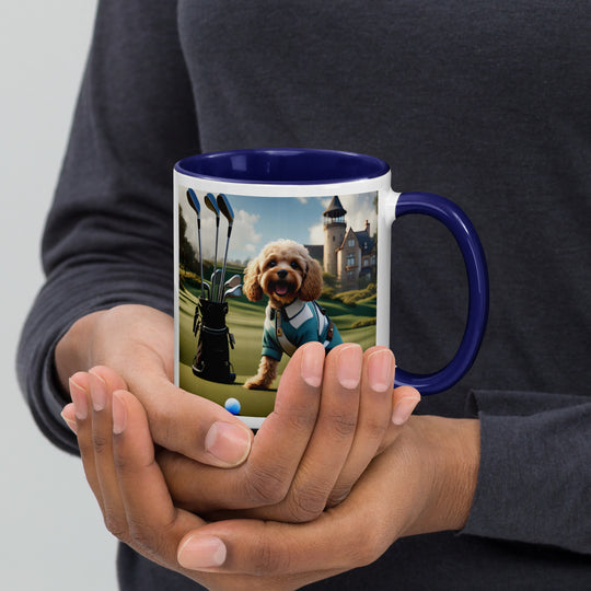 Cavapoo Golfer- Mug with Color Inside v6