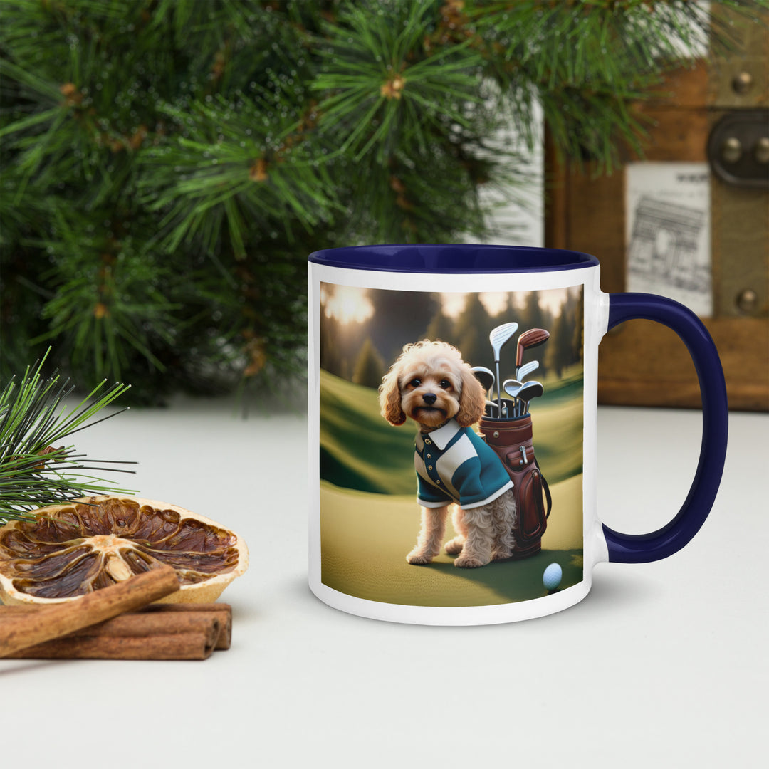 Cavapoo Golfer- Mug with Color Inside v8