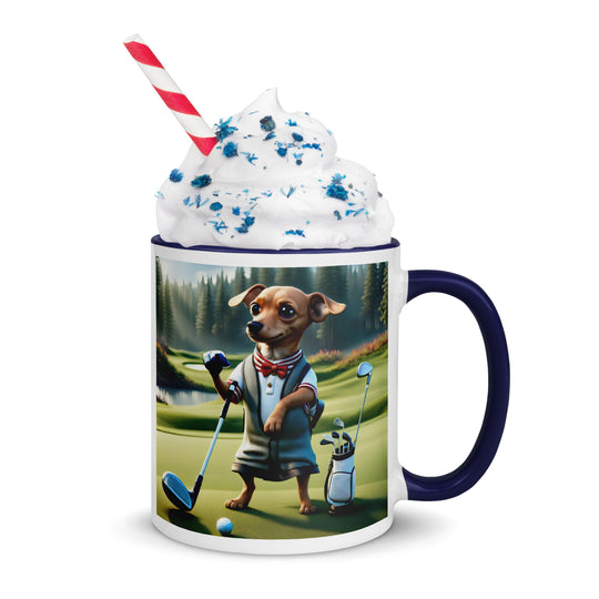 Chiweenie Golfer- Mug with Color Inside v3